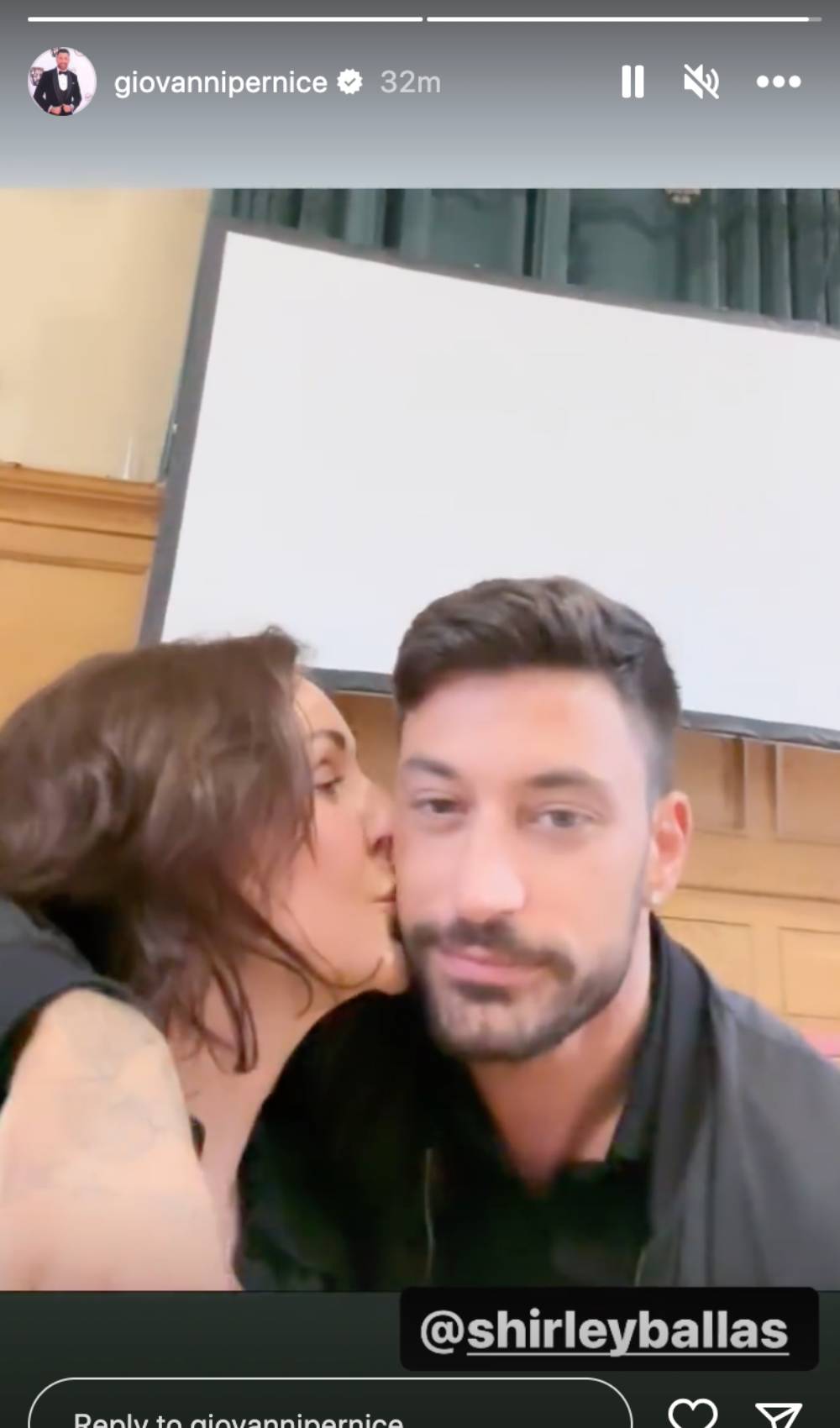 Shirley Ballas kisses Giovanni Pernice