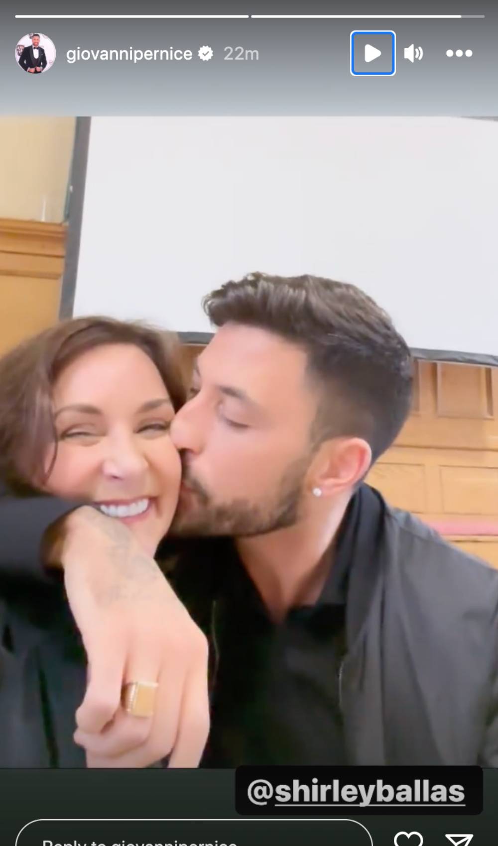 Giovanni Pernice kisses Shirley Ballas