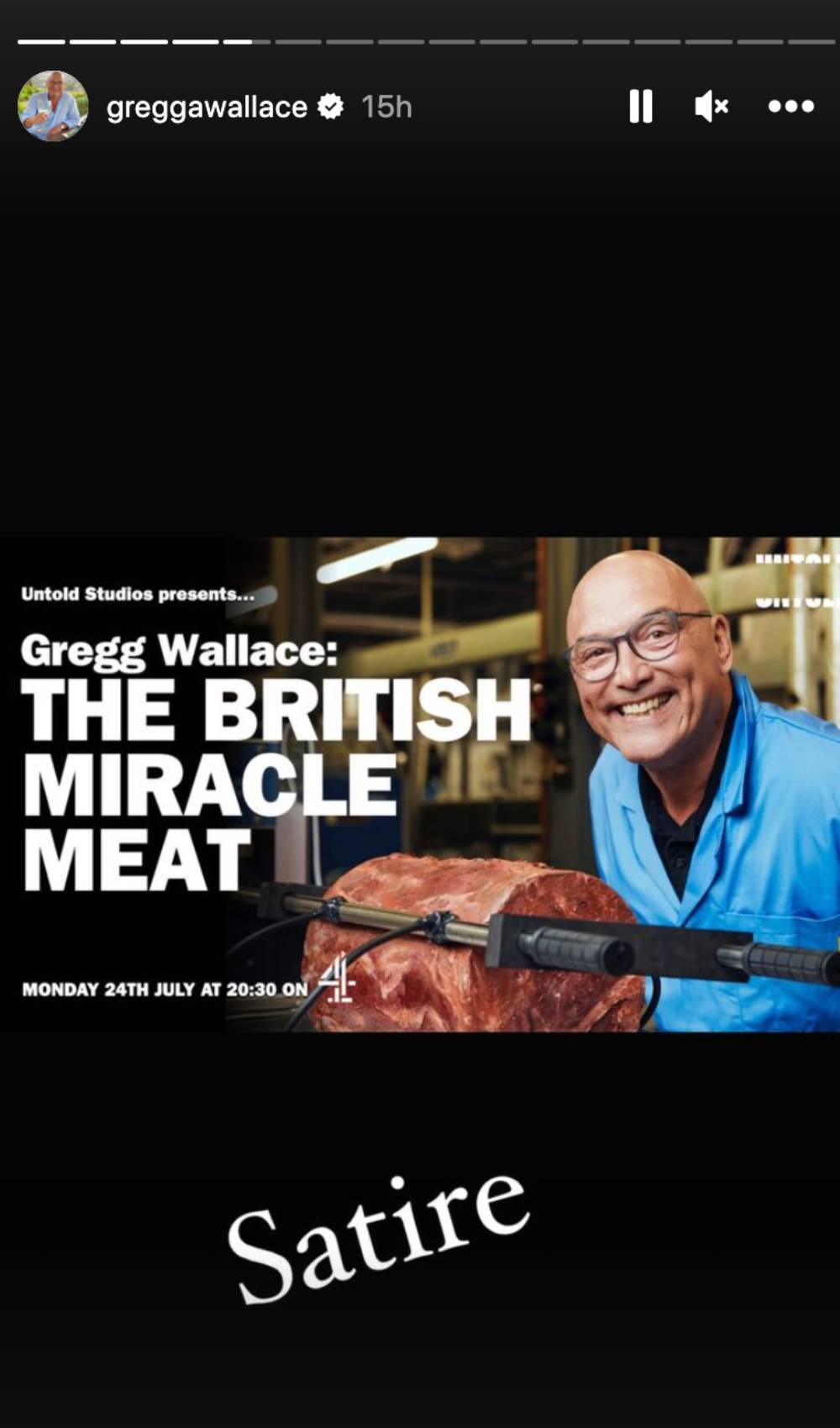 Gregg Wallace shares an Instagram post about his Channel 4 'documentary'