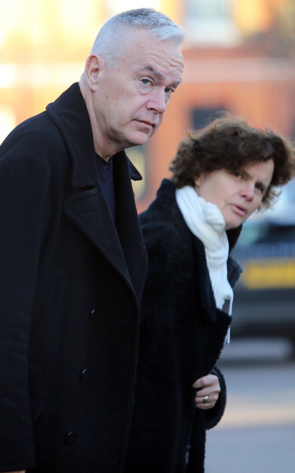 Huw Edwards during walk with his wife Vicky Flind