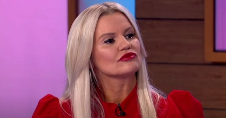 Kerry Katona in red dress on Loose Women
