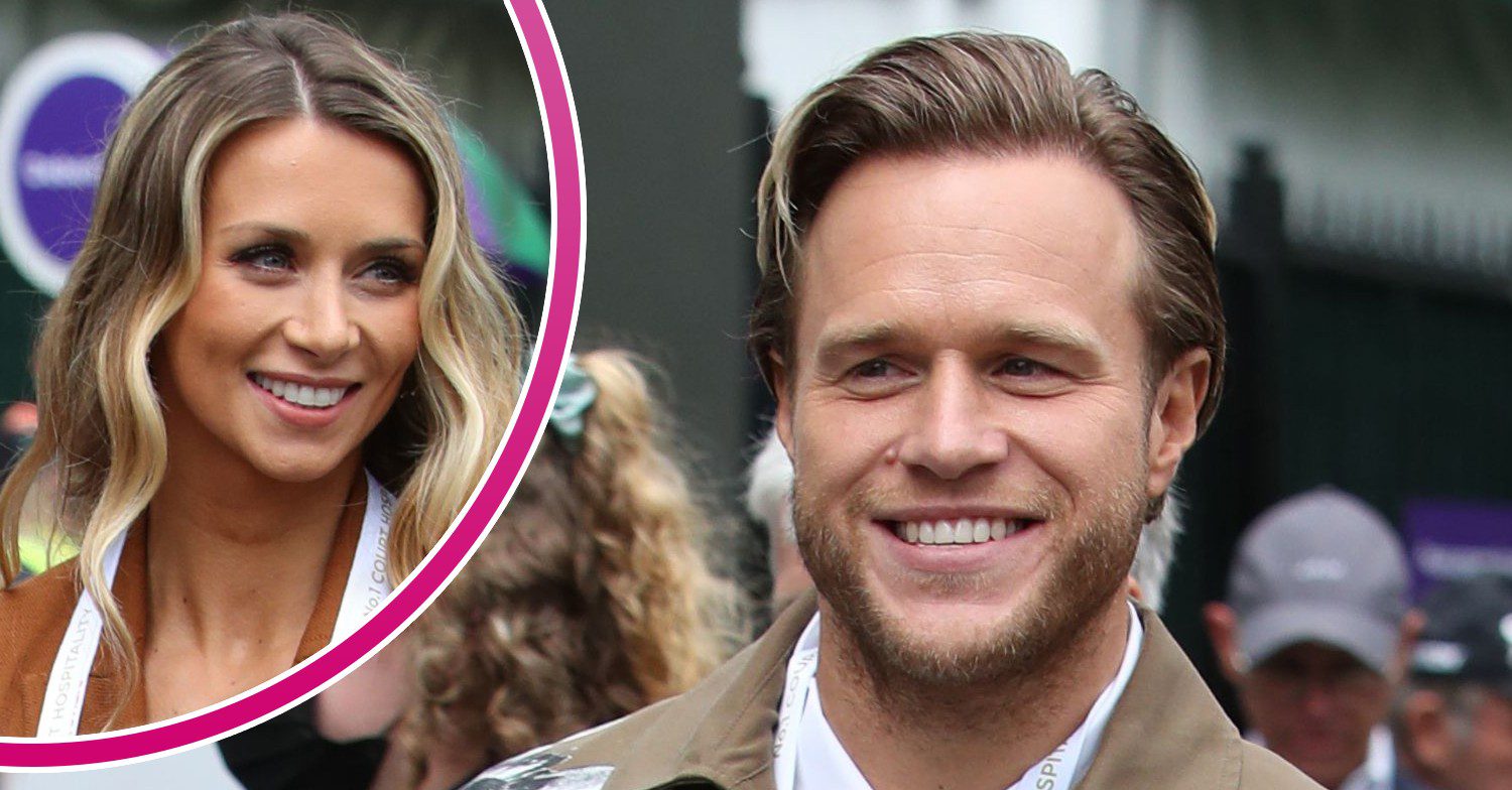 Olly Murs smiling with fiancee Amelia Tank