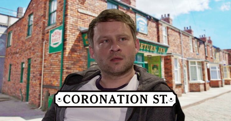 Paul looking worried on Coronation Street against show logo and background (Credit: ITV/Composite: ED!)