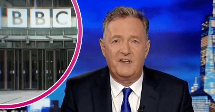Piers Morgan on his talk show and the BBC building inset
