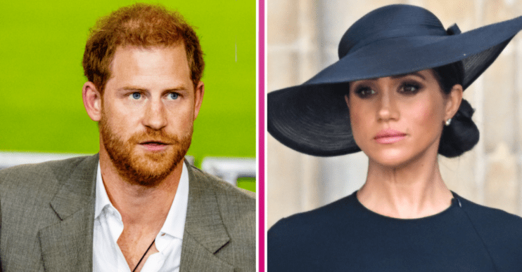 Prince Harry and Meghan Markle staring