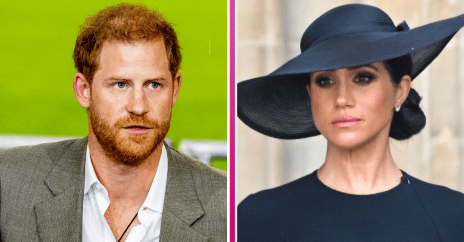 Prince Harry and Meghan Markle staring