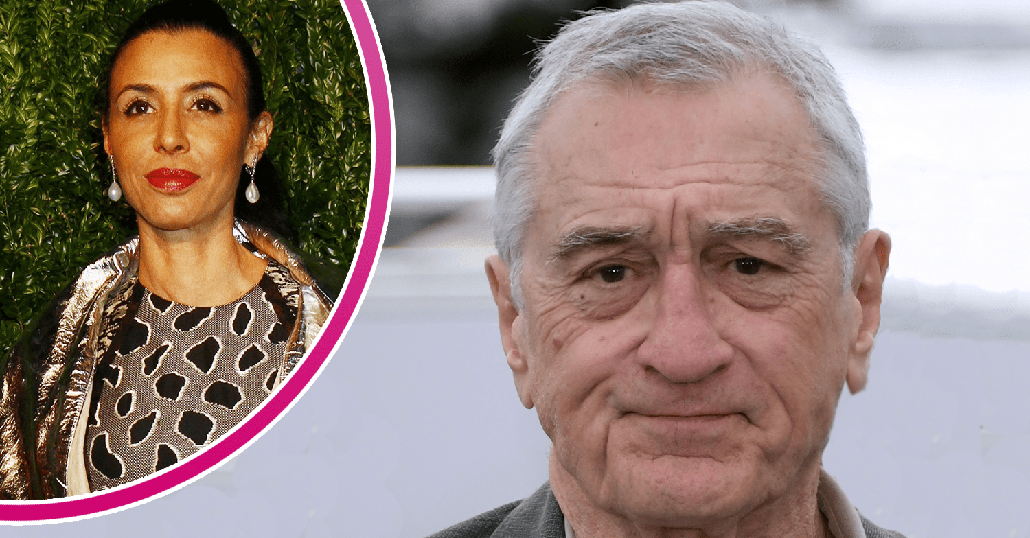 Robert De Niro looking serious and his daughter on the red carpet