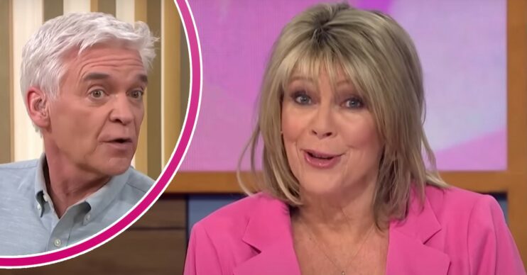Phillip Schofield looks surprised, Ruth Langsford speaks