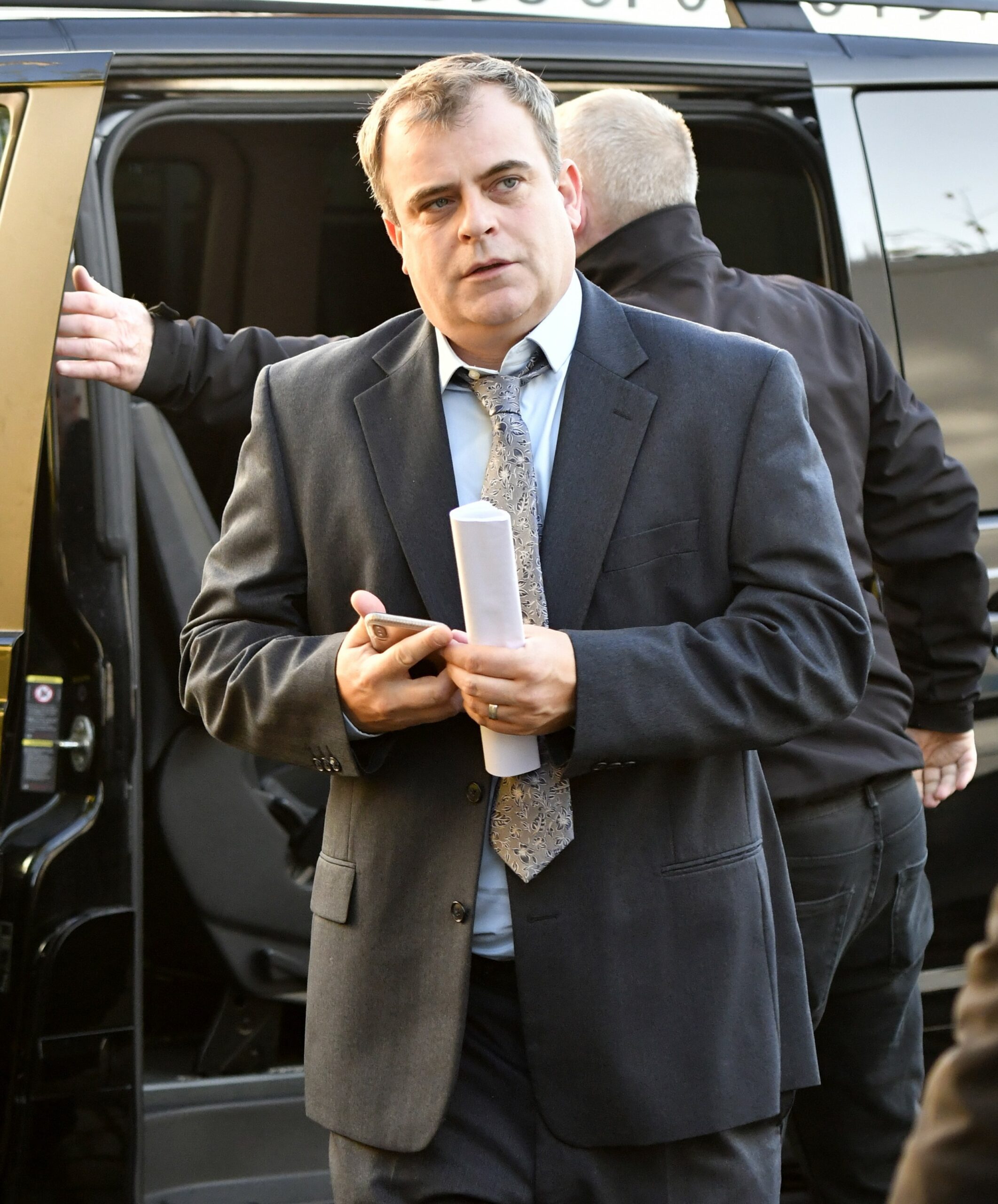 Simon Gregson looking serious
