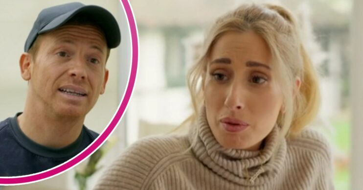 Joe Swash and Stacey Solomon talking in BBC documentary