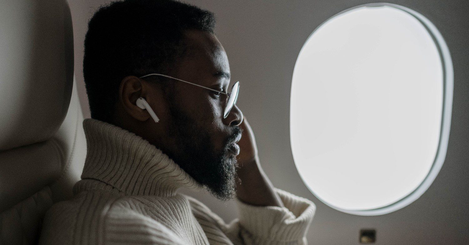 Man on a flight