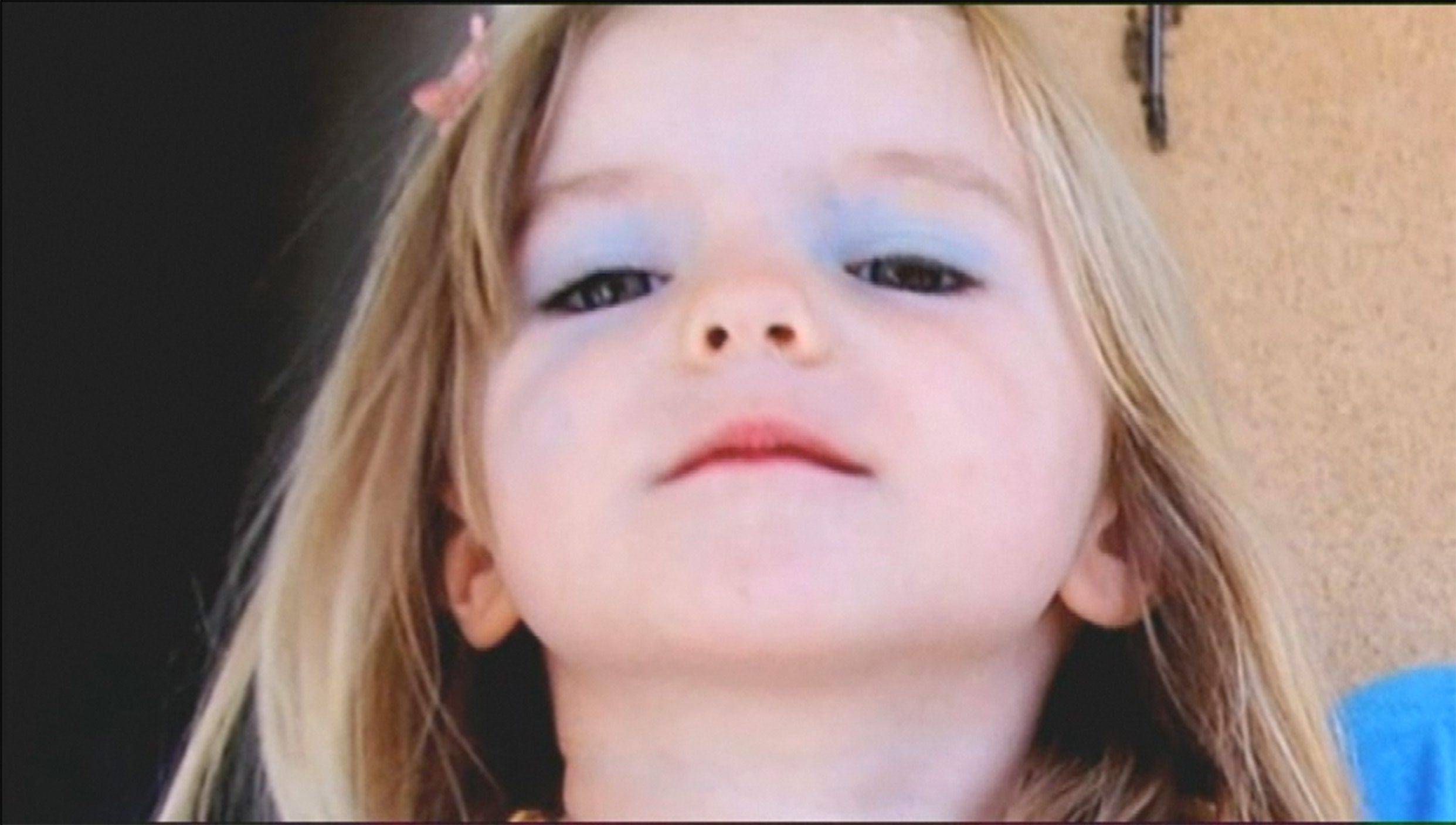 Madeleine McCann wearing blue eyeshadow