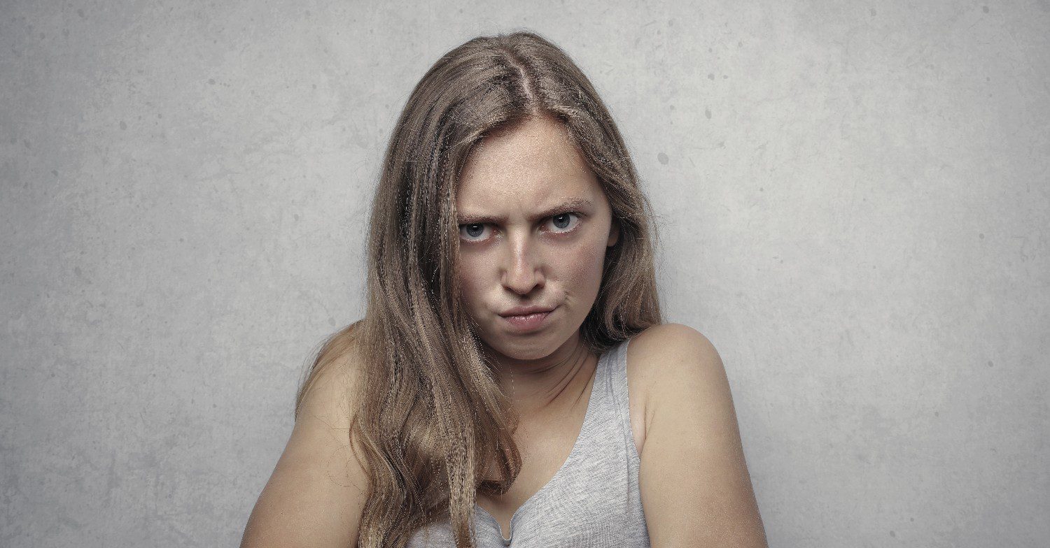 Woman looking cross