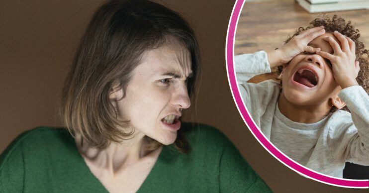 Woman growling / kid crying