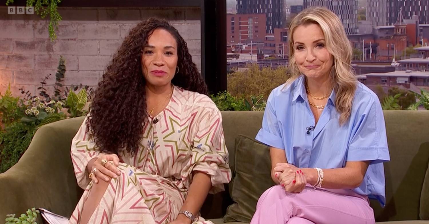Helen Skelton sits alongside Michelle Ackerley on BBC Morning Live