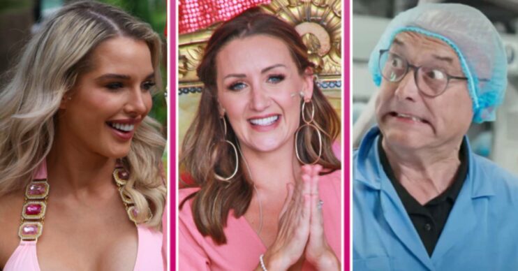 Helen Flanagan wears a bikini, Catherine Tyldesley puts her hands together, Gregg Wallace pulls a face
