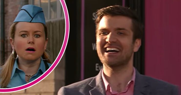 Coronation Street's Henry Newton and, in a bubble, Gemma Winter