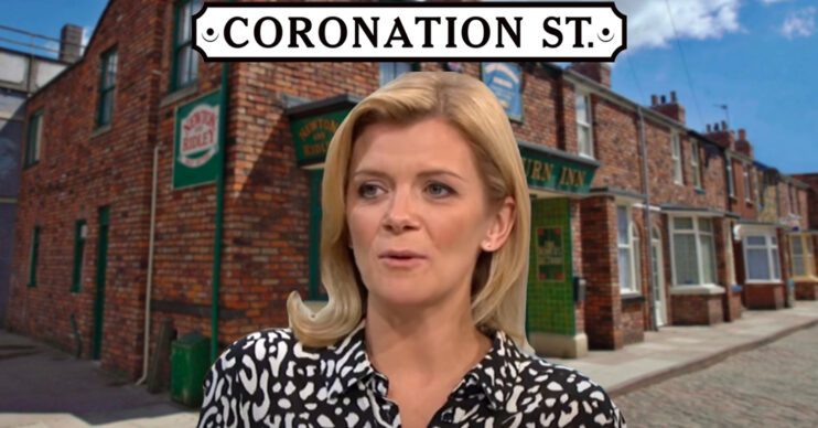 Coronation Street's Jane Danson, the Coronation Street logo and background of the Rovers