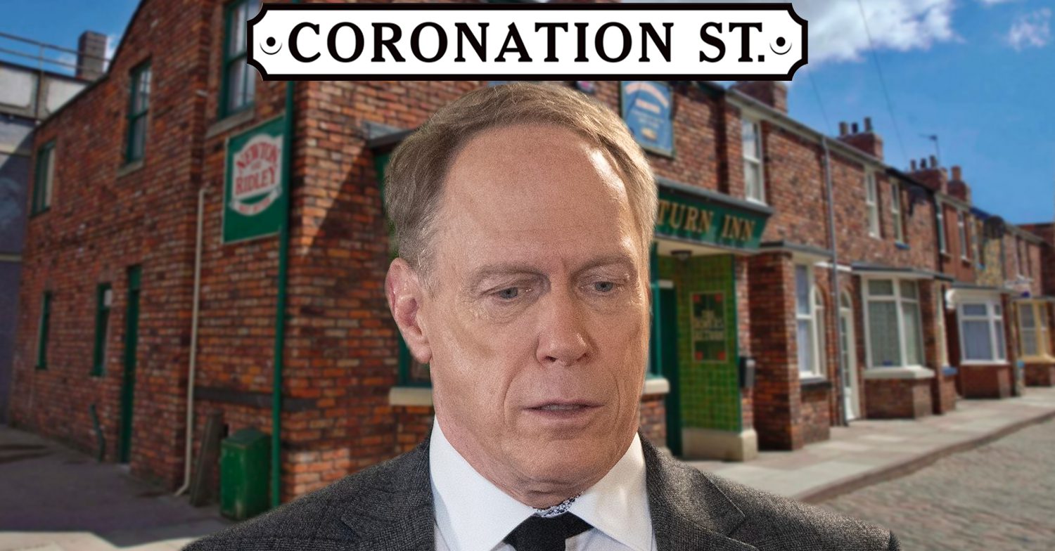 Coronation Street's Stephen Reid, the Coronation Street logo and background of the Rovers