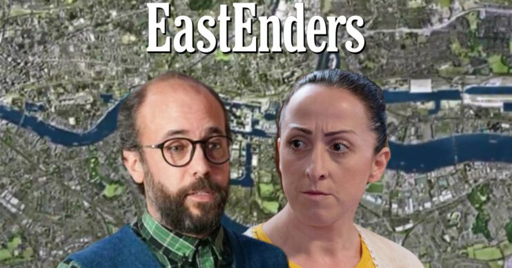 EastEnders' Reiss, Sonia, the EastEnders logo and background of the Thames