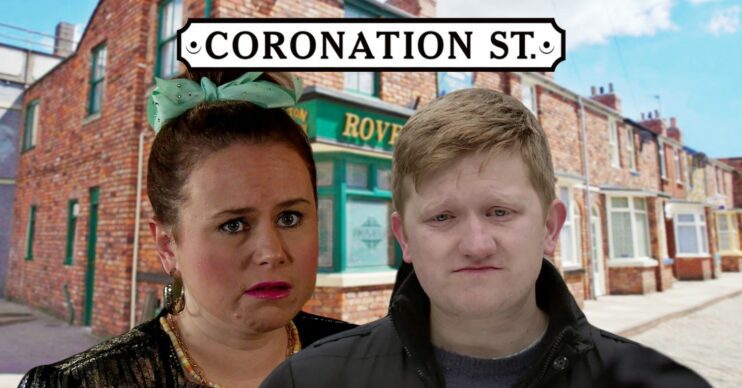 Gemma and Chesney both looking upset on Coronation Street; inset, soap logo and Rovers background (Credit: ITV/Composite: ED!)