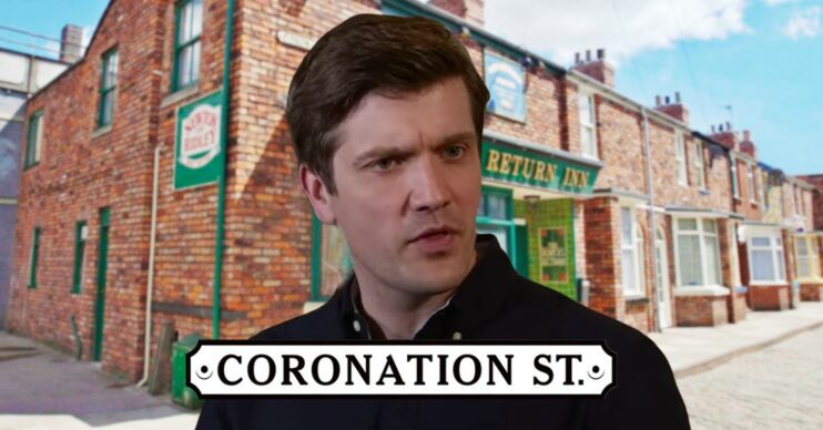 Henry Newton on Coronation Street; inset, soap logo and Rovers background (Credit: ITV/YouTube/Composite: ED!)