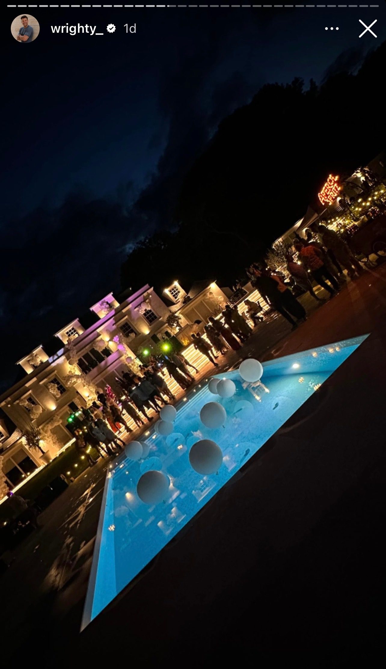 Michelle and Mark's mansion in the dark