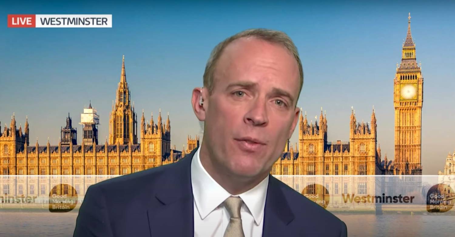 Dominic Raab looks uncomfortable