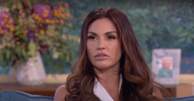 Katie Price sat on the sofa on This Morning talking