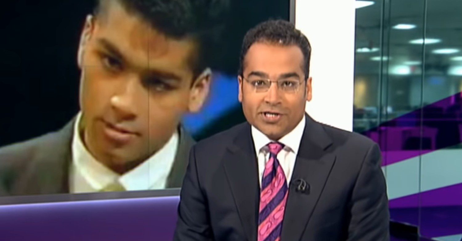 Krishnan Guru-Murthy with old photo in background