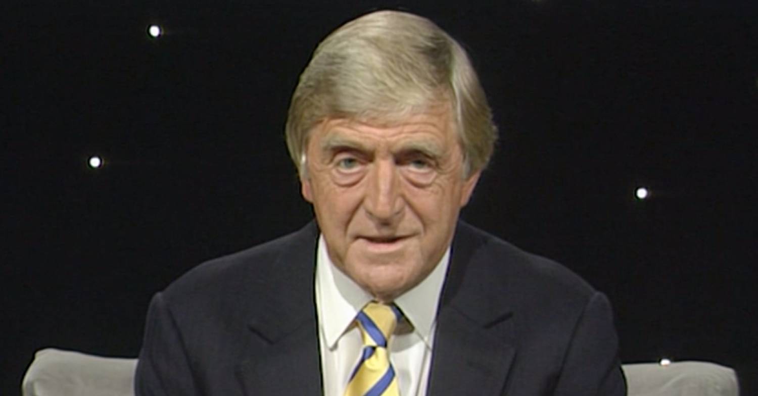 Michael Parkinson speaks to camera