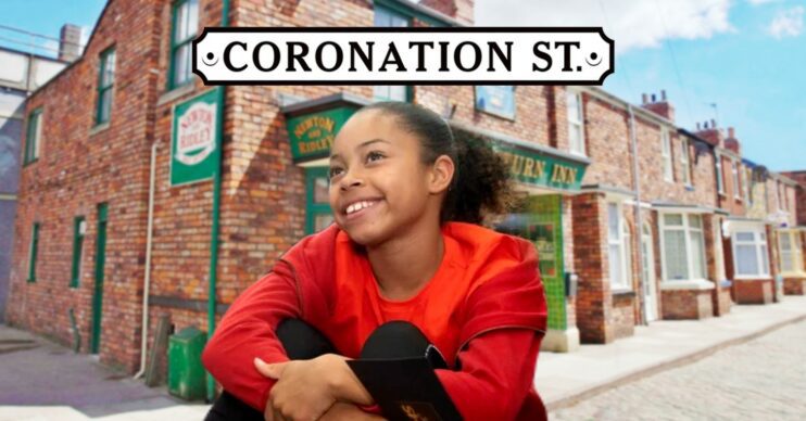 Ruby smiling on Coronation Street; inset, Rovers background and soap logo (Credit: ITV/Composite: ED!)