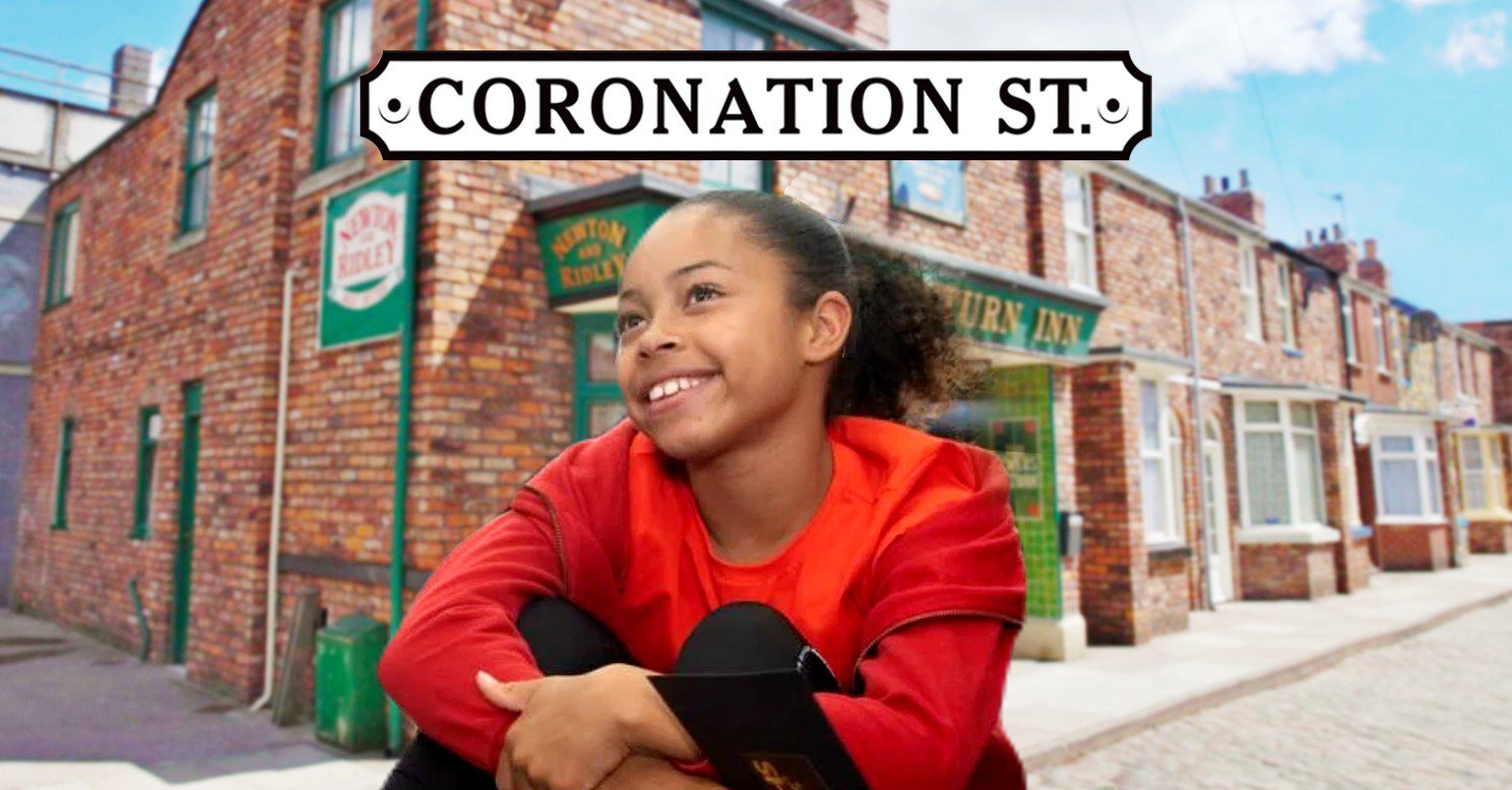 Ruby smiling on Coronation Street; inset, Rovers background and soap logo (Credit: ITV/Composite: ED!)
