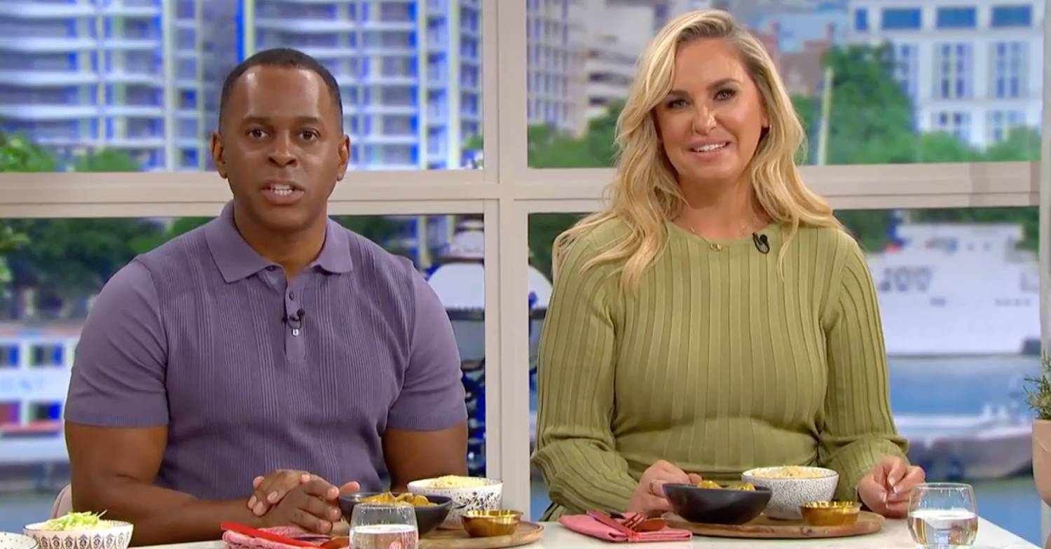 Andi Peters sits alongside co-host Josie Gibson on This Morning today