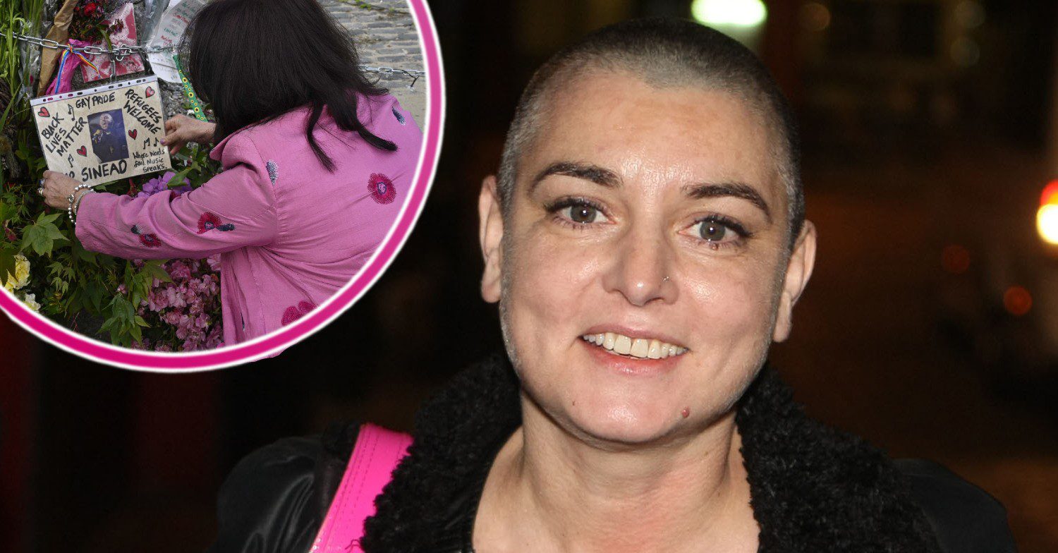 A fan outside Sinead O Connor's home and Sinead smiling