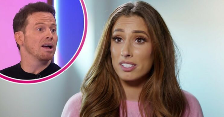 Joe Swash looking serious with Stacey Solomon