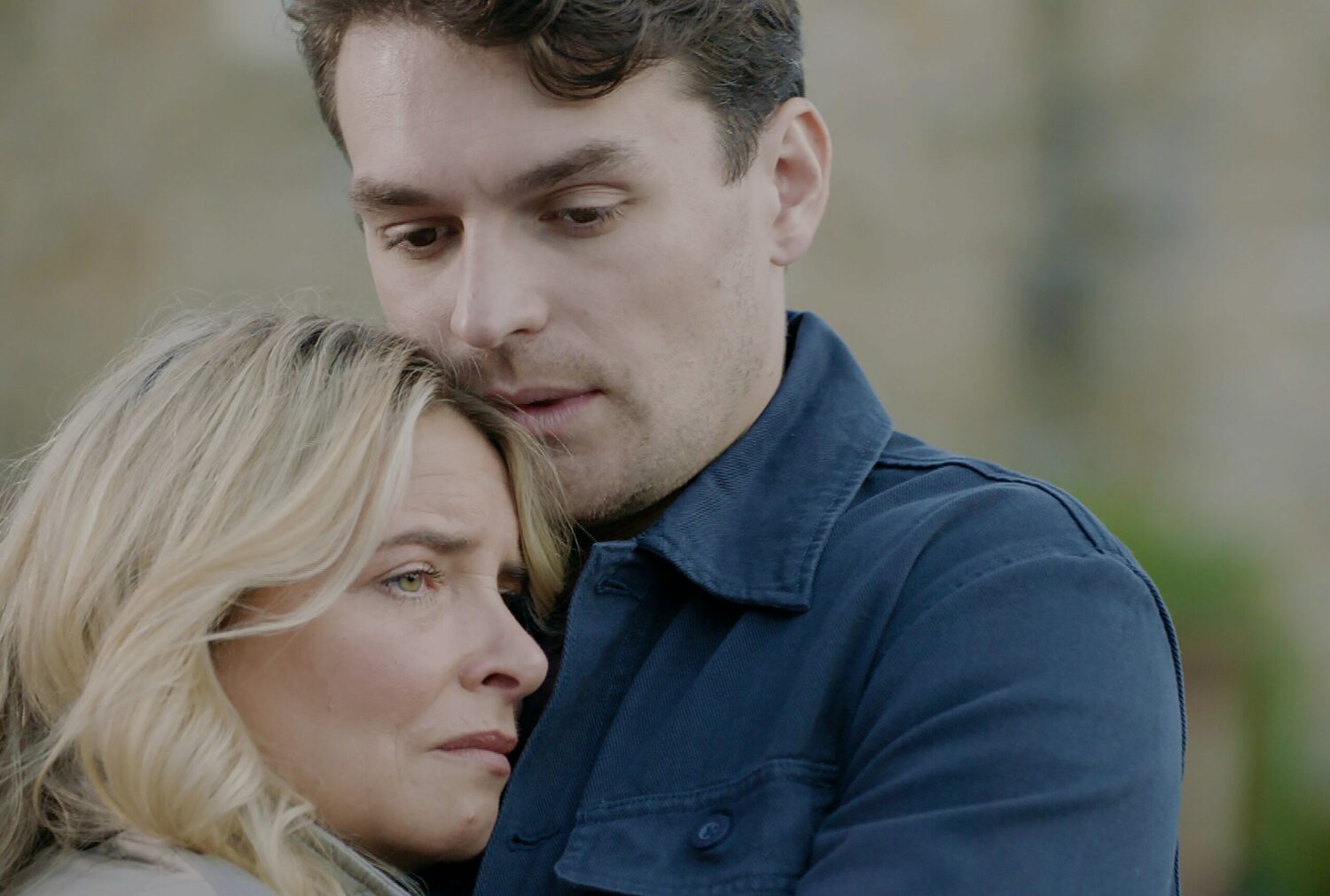 Charity and Mack in Emmerdale share a tender hug
