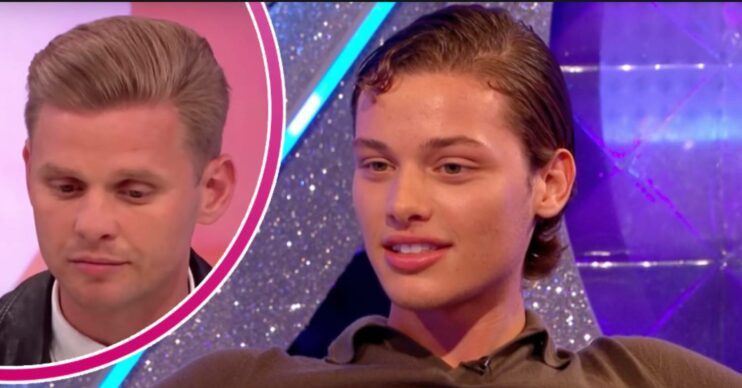 Jeff Brazier looks down, Bobby Brazier smiles