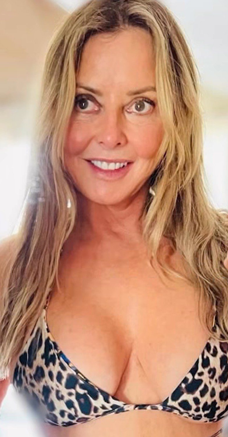 Carol Vorderman in leopard bikini
