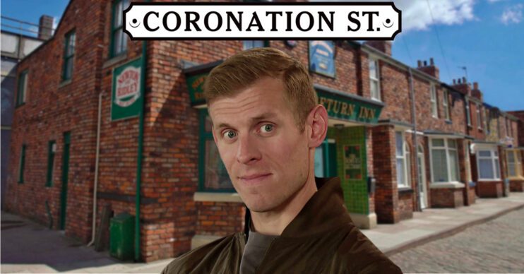 Coronation Street's Leo, the Coronation Street logo and background of the Rovers