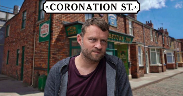 Coronation Street's Paul, the Coronation Street logo and background of the Rovers