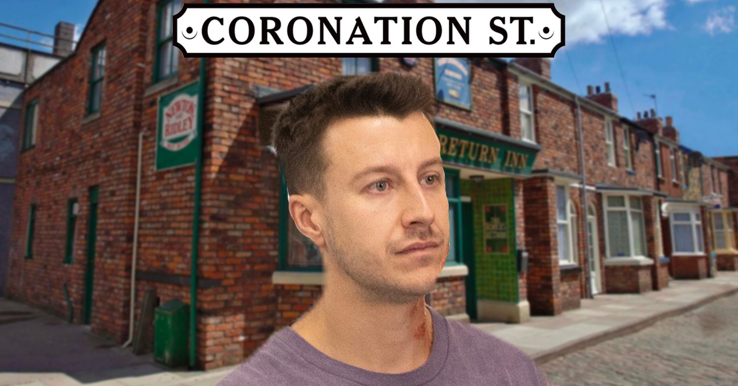 Coronation Street's Ryan, the Coronation Street logo and the background of the Rovers