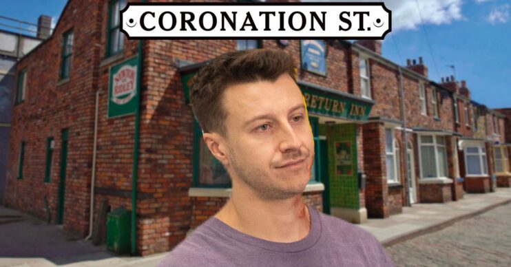 Coronation Street's Ryan, the Coronation Street logo and background of the Rovers