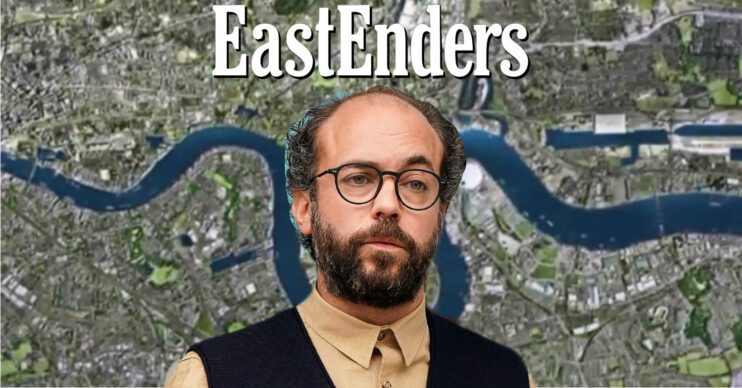 EastEnders' Reiss, the EastEnders logo and background of the Thames