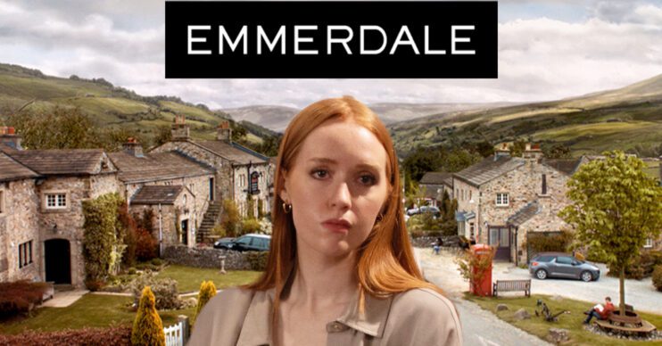 Emmerdale's Chloe, the Emmerdale logo and background of the Dales