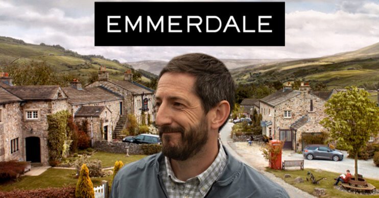 Emmerdale's Craig, the Emmerdale logo and background of the Dales