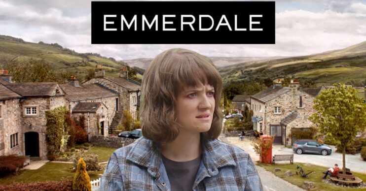 Emmerdale's Gail, the Emmerdale logo and background of the Dales