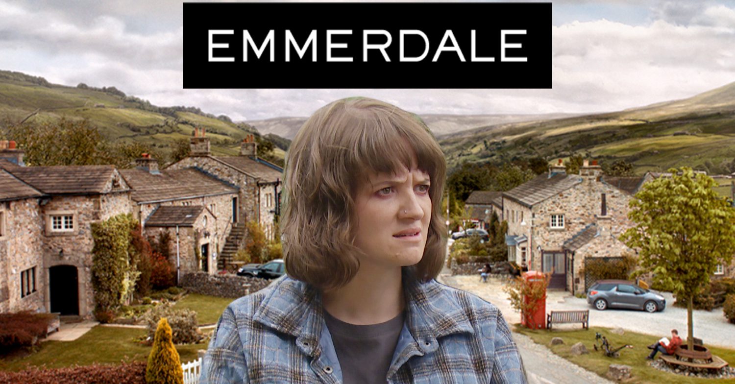 Emmerdale's Gail, the Emmerdale logo and background of the Dales