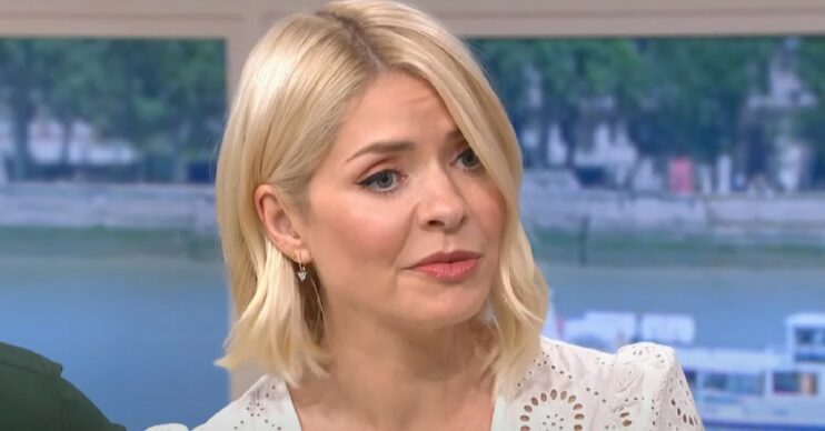 Holly Willoughby looking serious on This Morning today