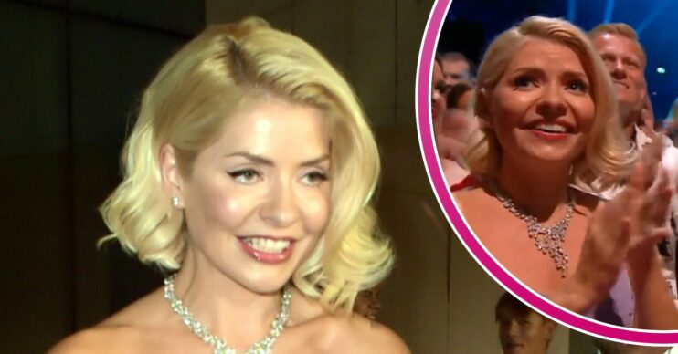 Holly Willoughby at NTAs with Holly clapping in bubble
